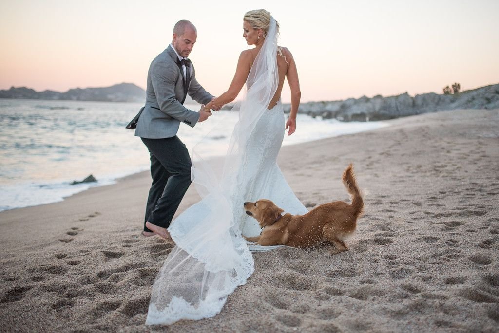 Bride and Groom Wedding Photo Session at The Beach in Cabo San Lucas