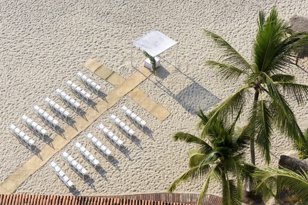 Ceremony setting before guests arrive at the Hyatt Ziva un Puerto Vallarta Mexico