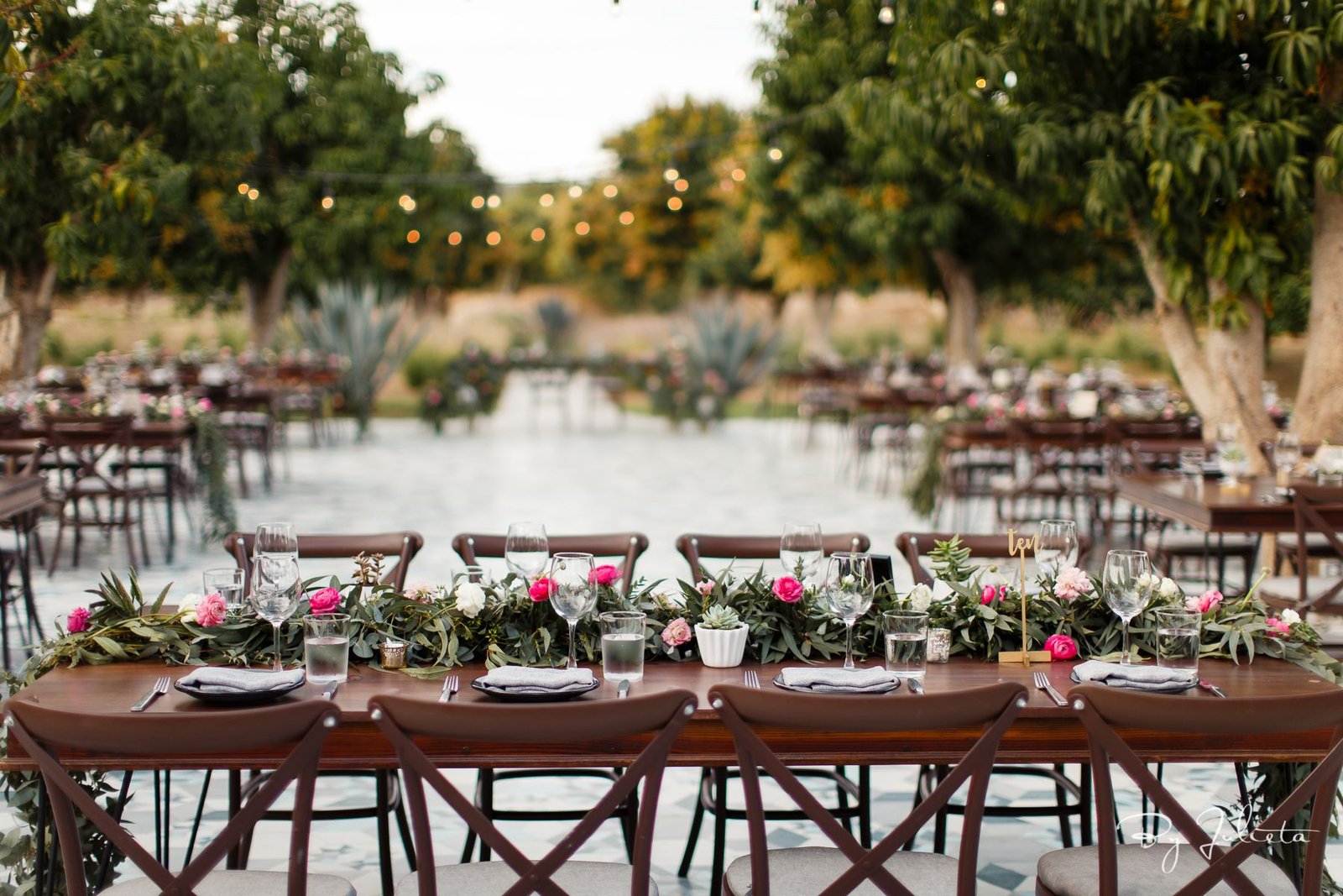 Reception Dinner Table designed by Jesse Wolff coordination Services by Cabo Wedding Services at Acre Baja Wedding Venue in Los Cabos