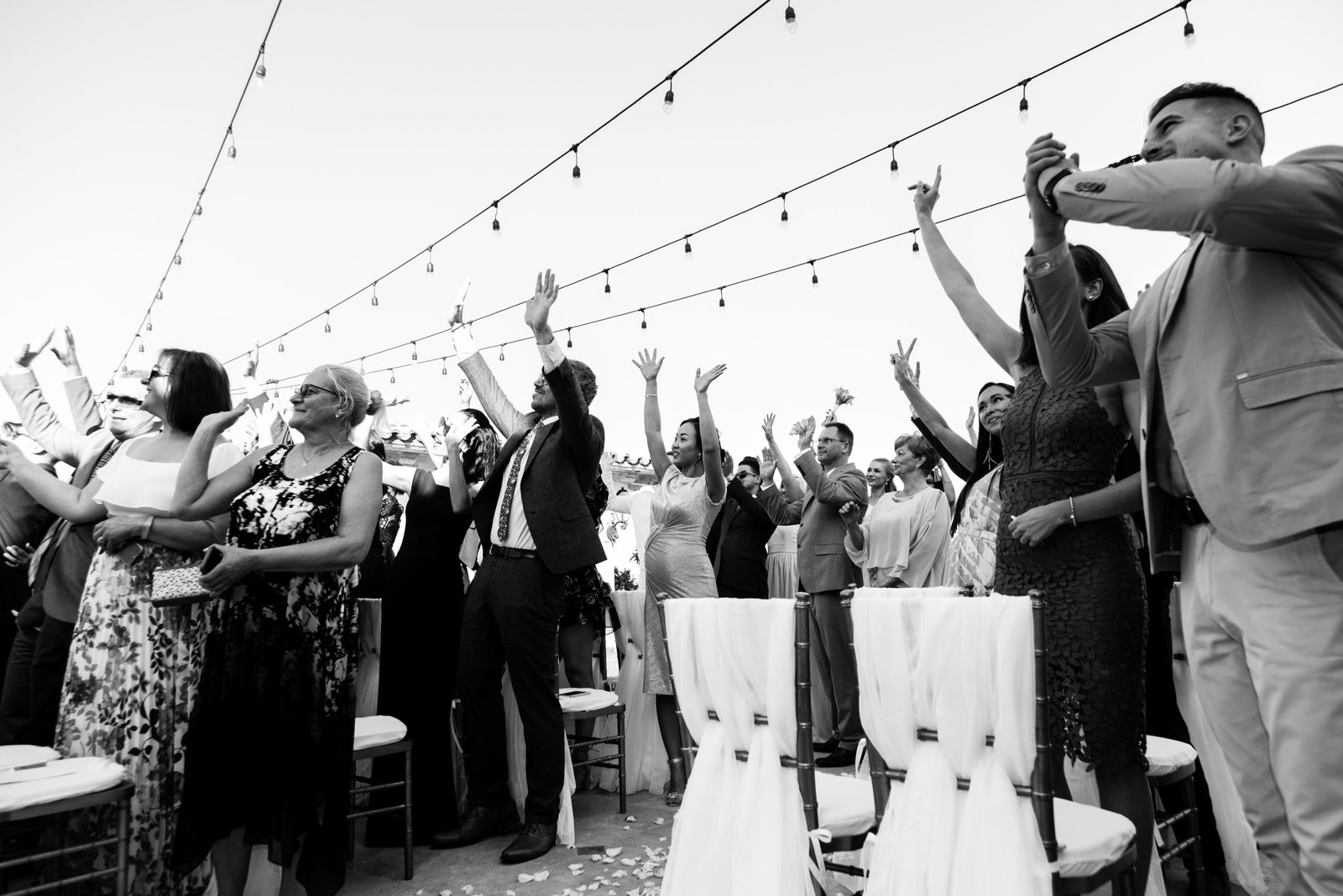 Guests congratulating Bride and Groom after Wedding Ceremony at Villa la Roca Pedregal Los Cabos