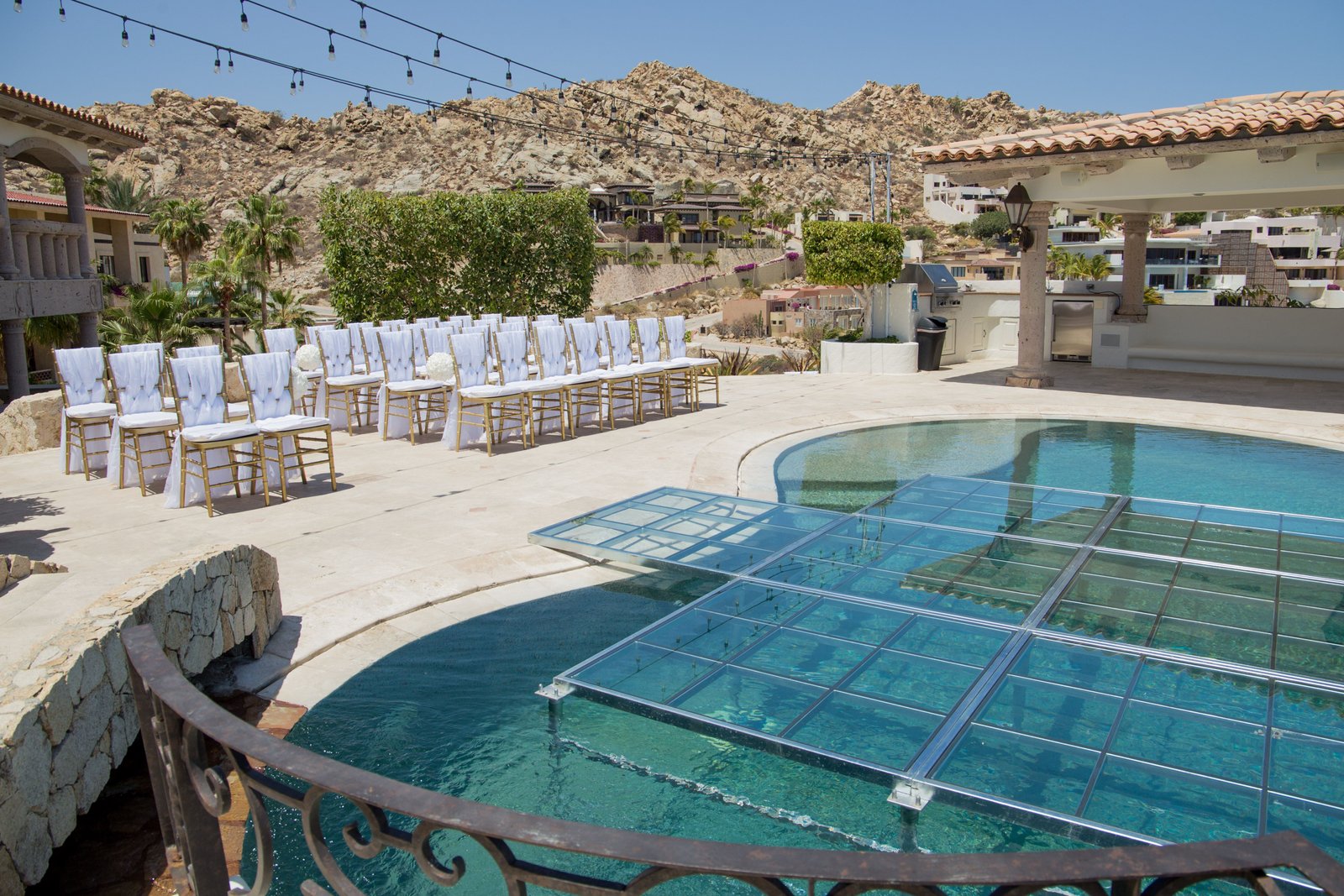 Ceremony setup at Villa de la Roca at Pedregal in Cabo San Lucas Mexico