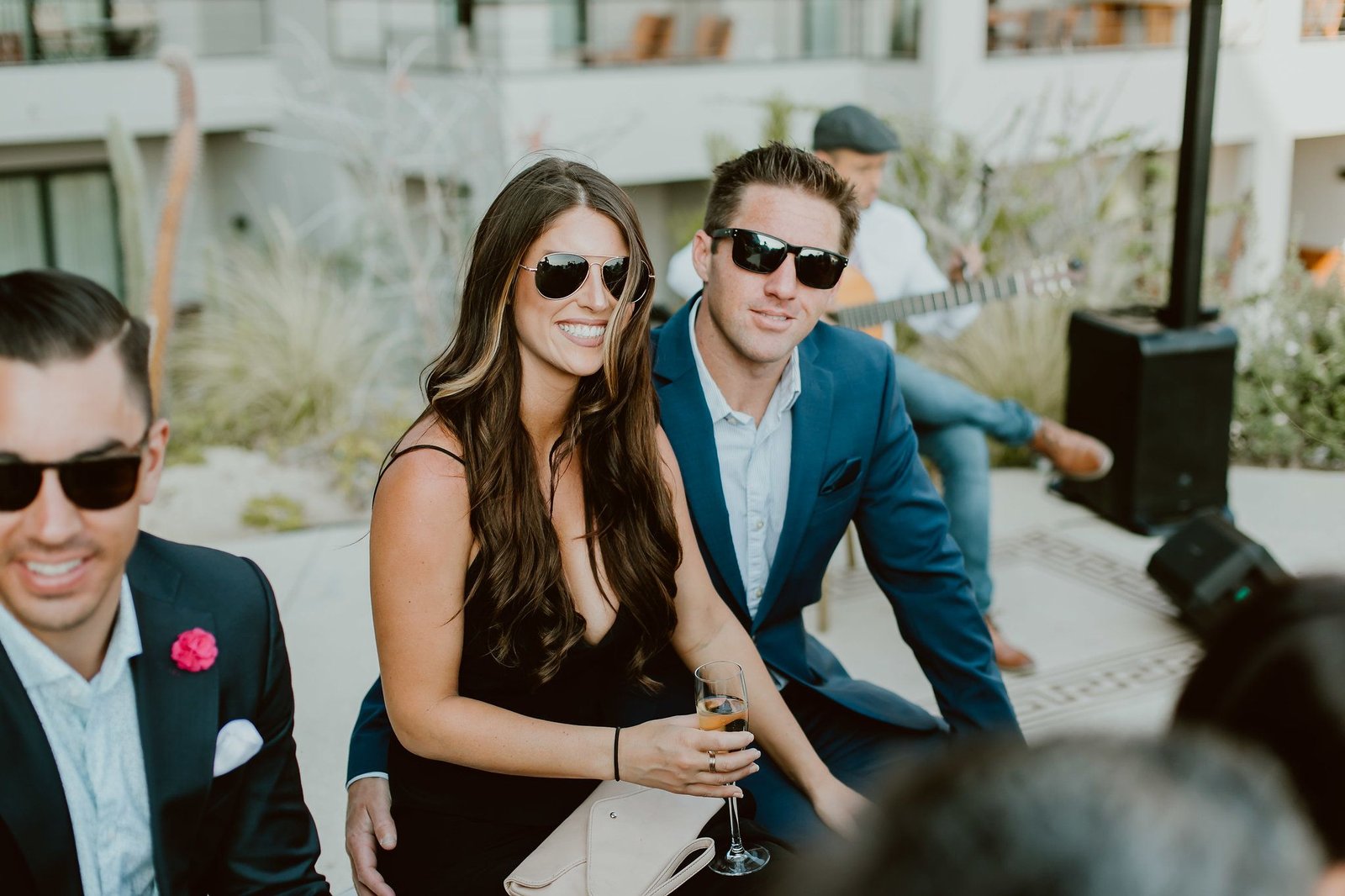 Guests watching as the Ceremony takes place at the Cape in Cabo San Lucas, Mexico. Photo taken by Ana and Jerome photography Wedding PLanning by Cabo Wedding Services