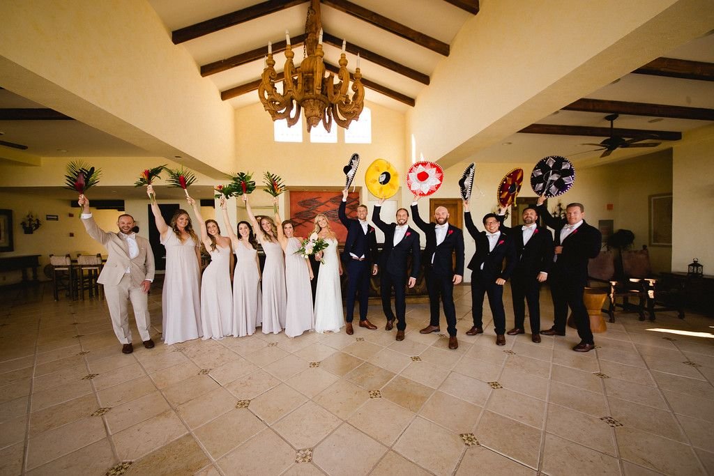 Bridal Party minutes away from walking down the aisle at Cabo del SOl Club House in Los Cabos Mexico. Wedding Planned and designed by Cabo Wedding Services