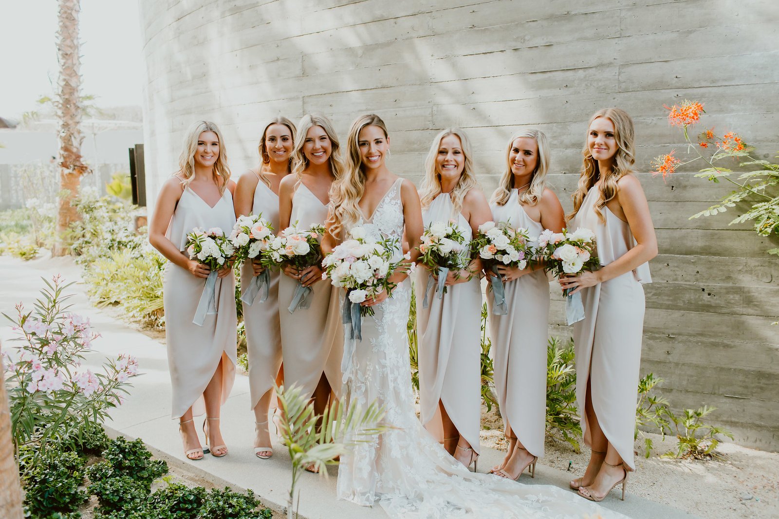 Bride with her Bridesmaids ready to get the party started! They are at the Cape in Cabo San Lucas Mexico