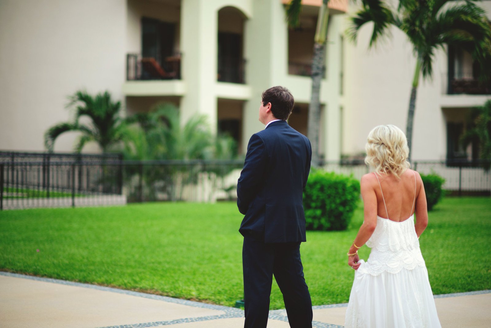 Bride and Groom at Villa del Arco doing First Look in the garden. They brought their own photographer from the US and had him do their photos and he did an amazing Job. His name is Jason Mize Photography. This is another great venue to get married at in Cabo San Lucas for your Destination Wedding.