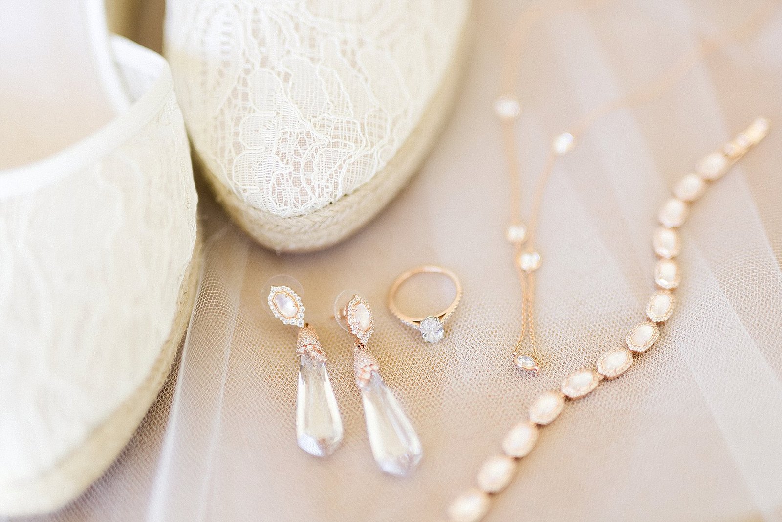 Brides Jewelry and Shoes laid out before her Wedding Ceremony. Wedding at Flora Farms in Cabo San Lucas, Mexico. Wedding Planning by Cabo Wedding services. The Getting ready was at Hacienda Cocina and Cantina.