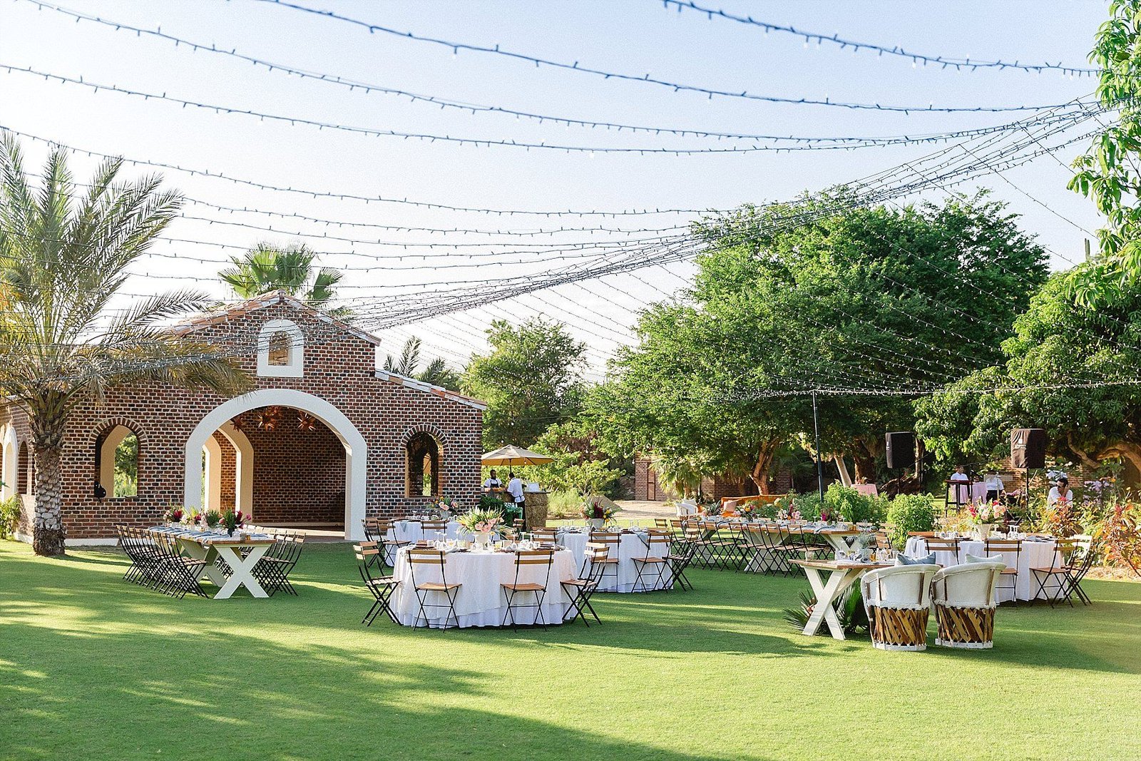 Wedding set-up at Flora Farms in Los Cabos Mexico. Wedding Planning by Cabo Wedding Services and Photography was done by Sara Richardson Photo. Rentals were by Let it Be Events and Florals with Designs was done by Lola from Florenta.