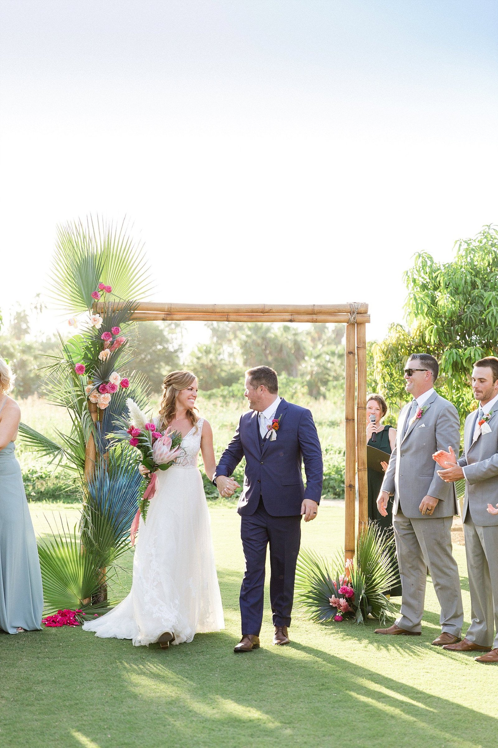 Bride and Groom after Wedding Ceremony at Flora Farms