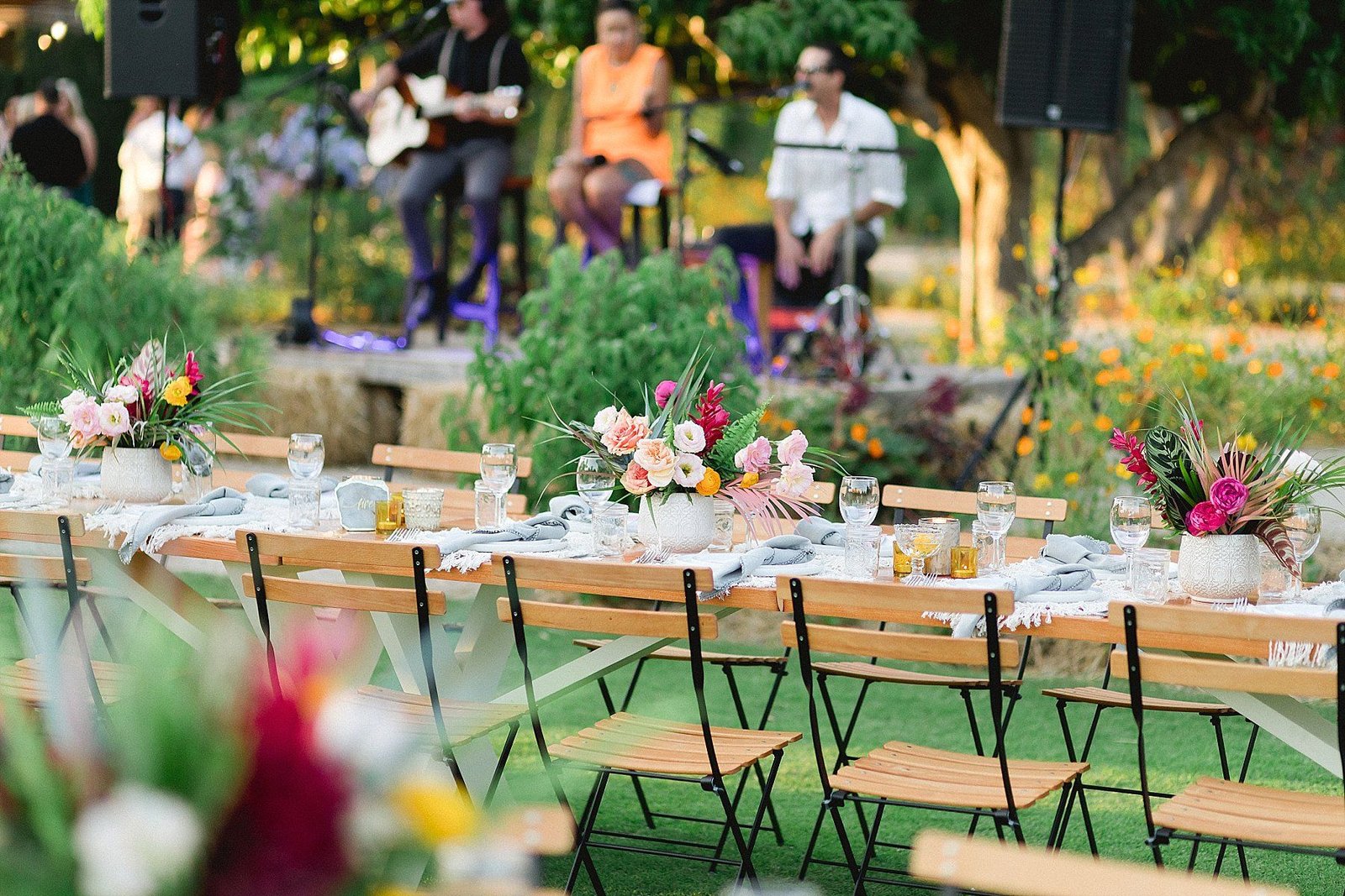 Table setting at Flora Farms in Cabo San Lucas, Mexico. Wedding Planning by Cabo Wedding Services. Destination Wedding Photography Sara Richardson