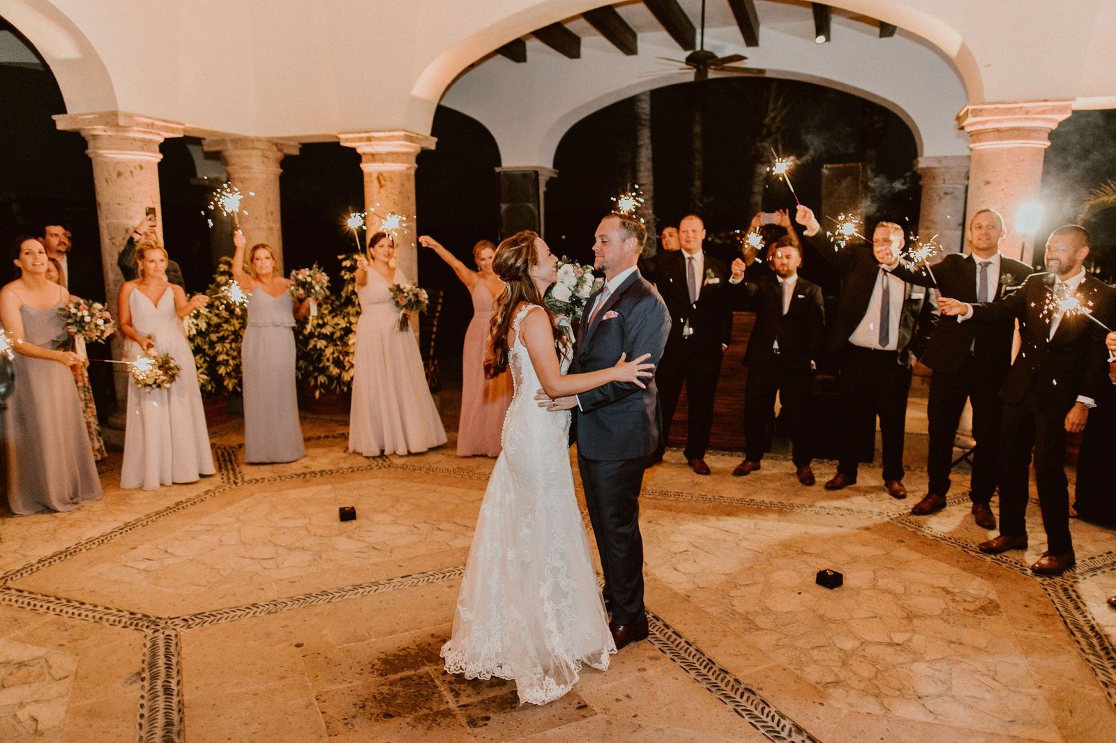 Bride and Groom doing their First Dance as Husband and Wife at their wedding in Los Cabos, Mexico.