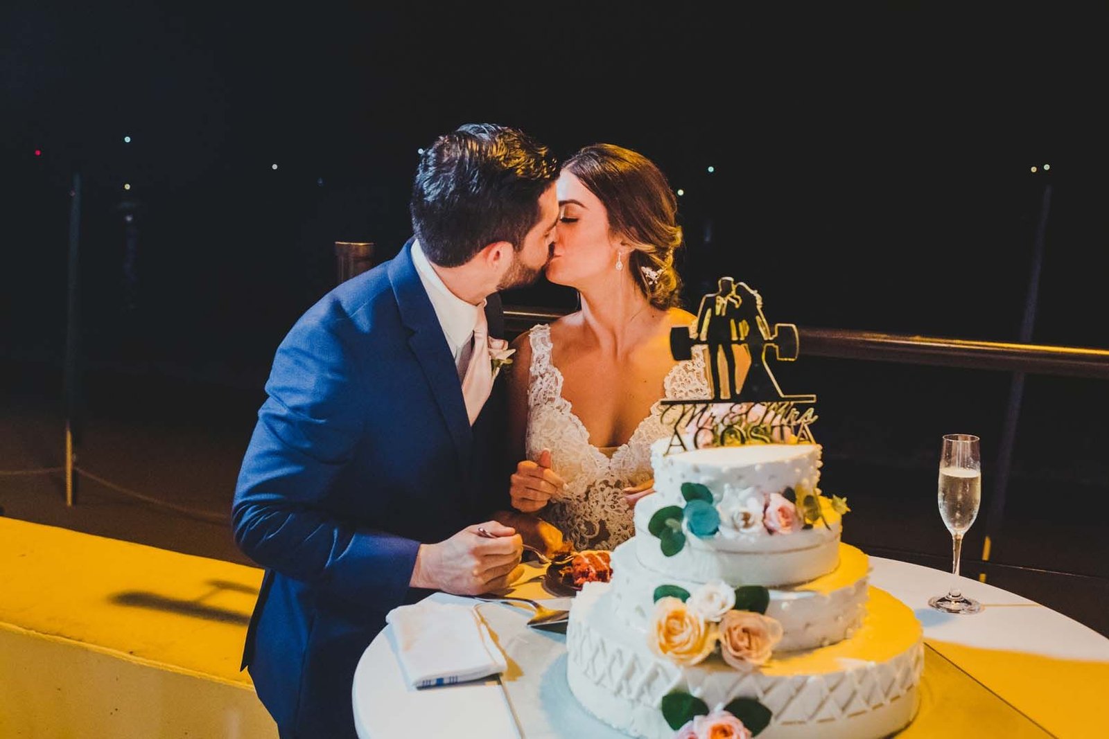 Bride and Groom during their Cake Cutting at their Wedding. Their Wedding took place at the Villa Group in Los Cabos Mexico.