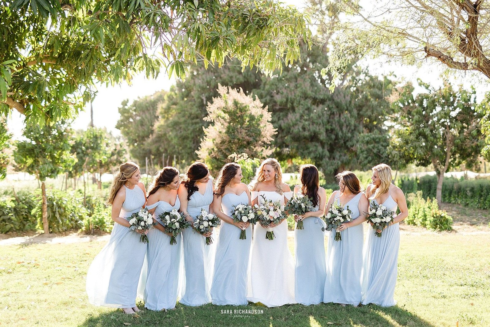 Bride with her Bridesmaids after the ceremony in a quick photo session.