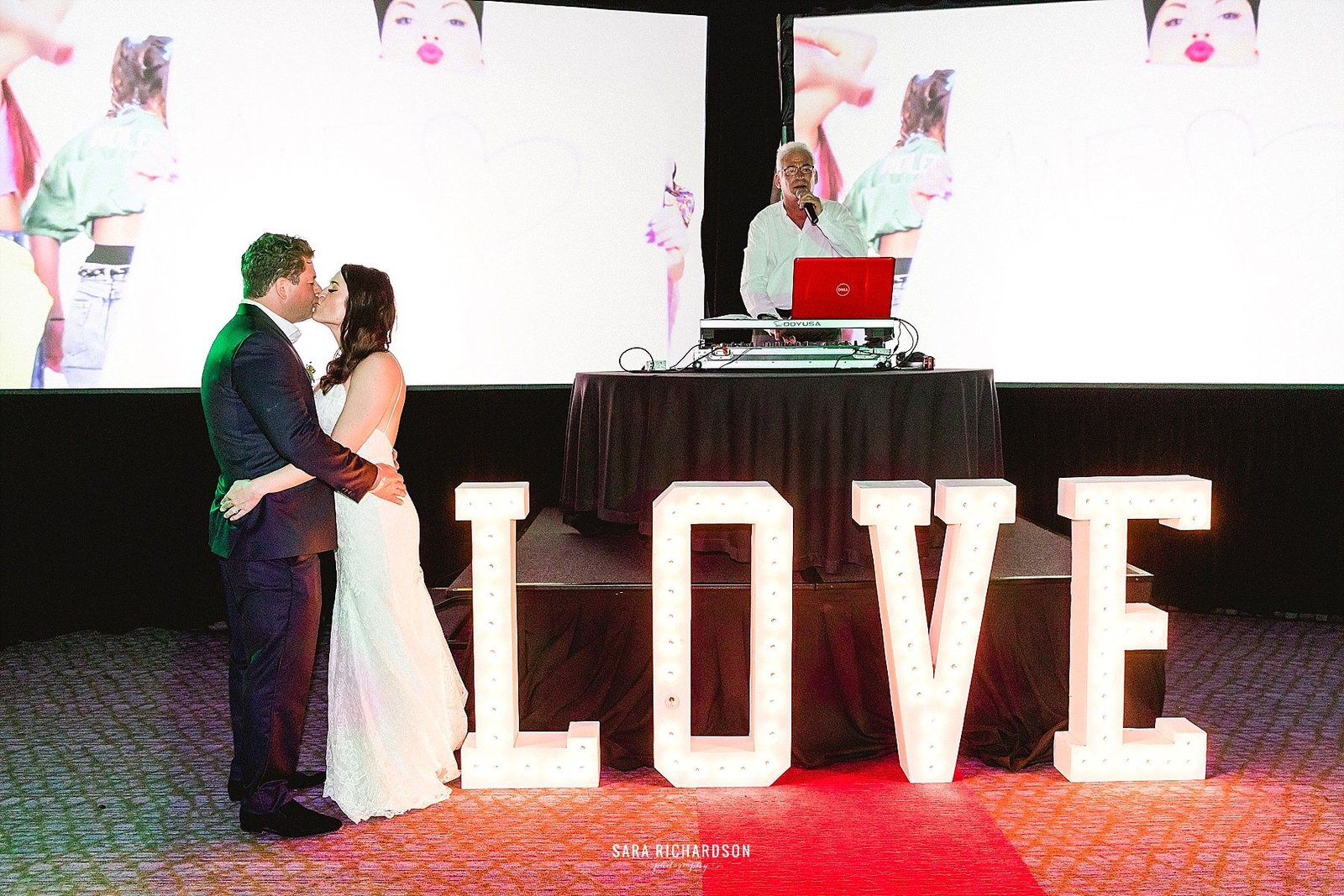 Great DJ and audiovisual set-up for Sara and Eric's Destination Wedding at LeBlanc in Los Cabos Mexico.