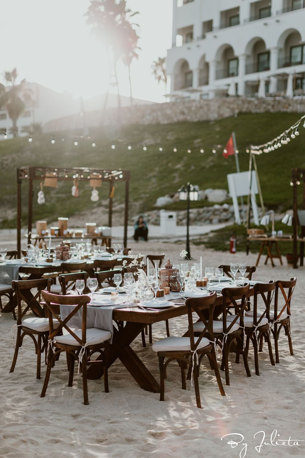 Sangeet that took place at the Hilton Los Cabos, in Mexico. The event took place right at the beach.