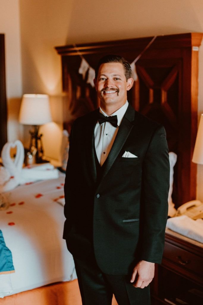 Groom on his Wedding Day looking good, getting ready at the Pueblo Bonito Sunset Beach, in Los Cabos, Mexico. A great location for staying with your guests