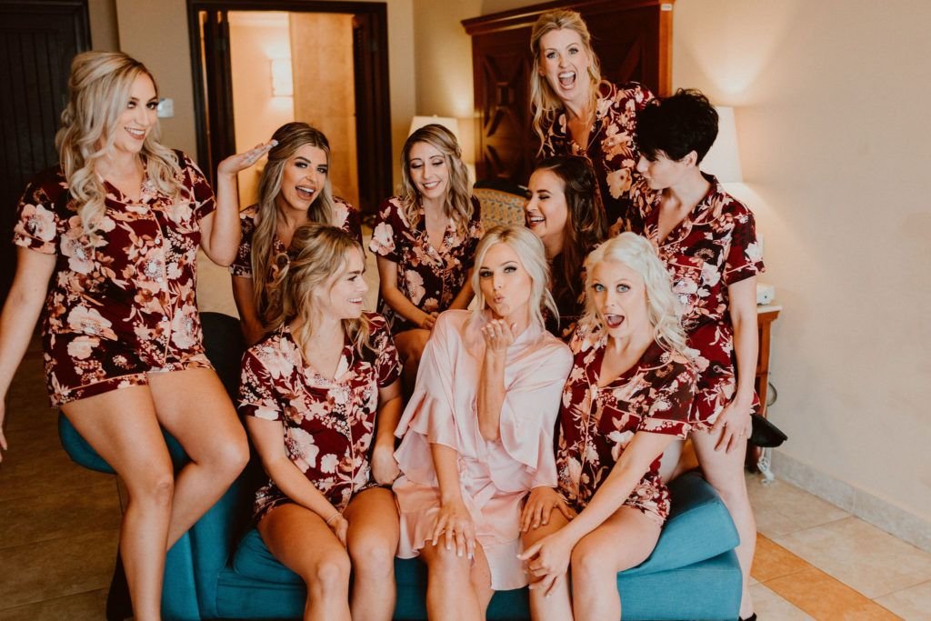 Bride Ariel with her Bridesmaids at the Pueblo Bonito Sunset Beach Resort and Spa getting ready. Wedding Photography was done by Ana and Jerome and the Wedding Planning was done by Cabo Wedding Services. Wedding Planner was Jessica Wolff