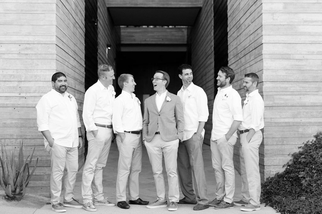 Groom Josh with Groomsmen posing after the Ceremony for their Wedding day