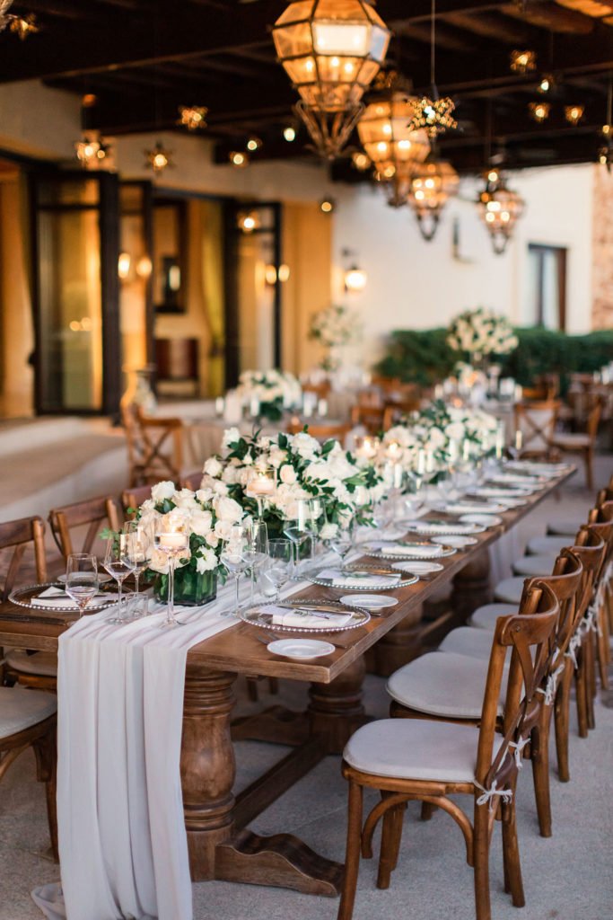 Wedding Party Table for Naz and Cameron who were our clients, Bride and Groom, who got married in at the Waldorf Astoria, in Los Cabos Mexico. Wedding Planning was done by Cabo Wedding Services and Wedding planner was Jessica Wolff. This wedding was Persian and we did a lot of the typical Persian Events that take place in a Wedding.