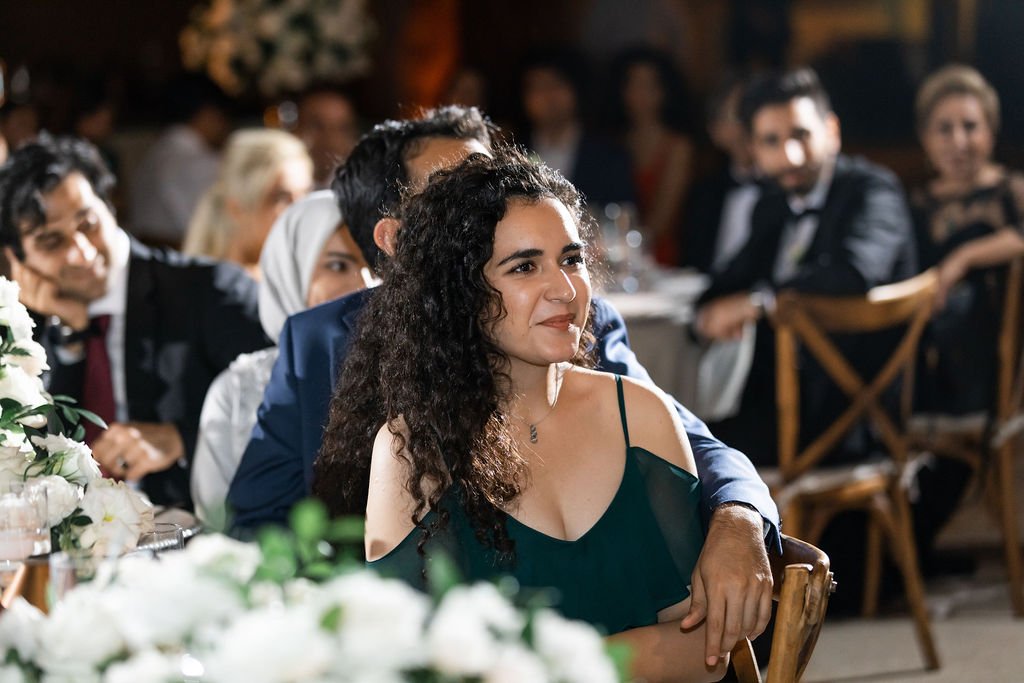 Guests enjoying the speeches in Los Cabos, at the Waldorf Astoria, Destination Wedding in Los Cabos Mexico.