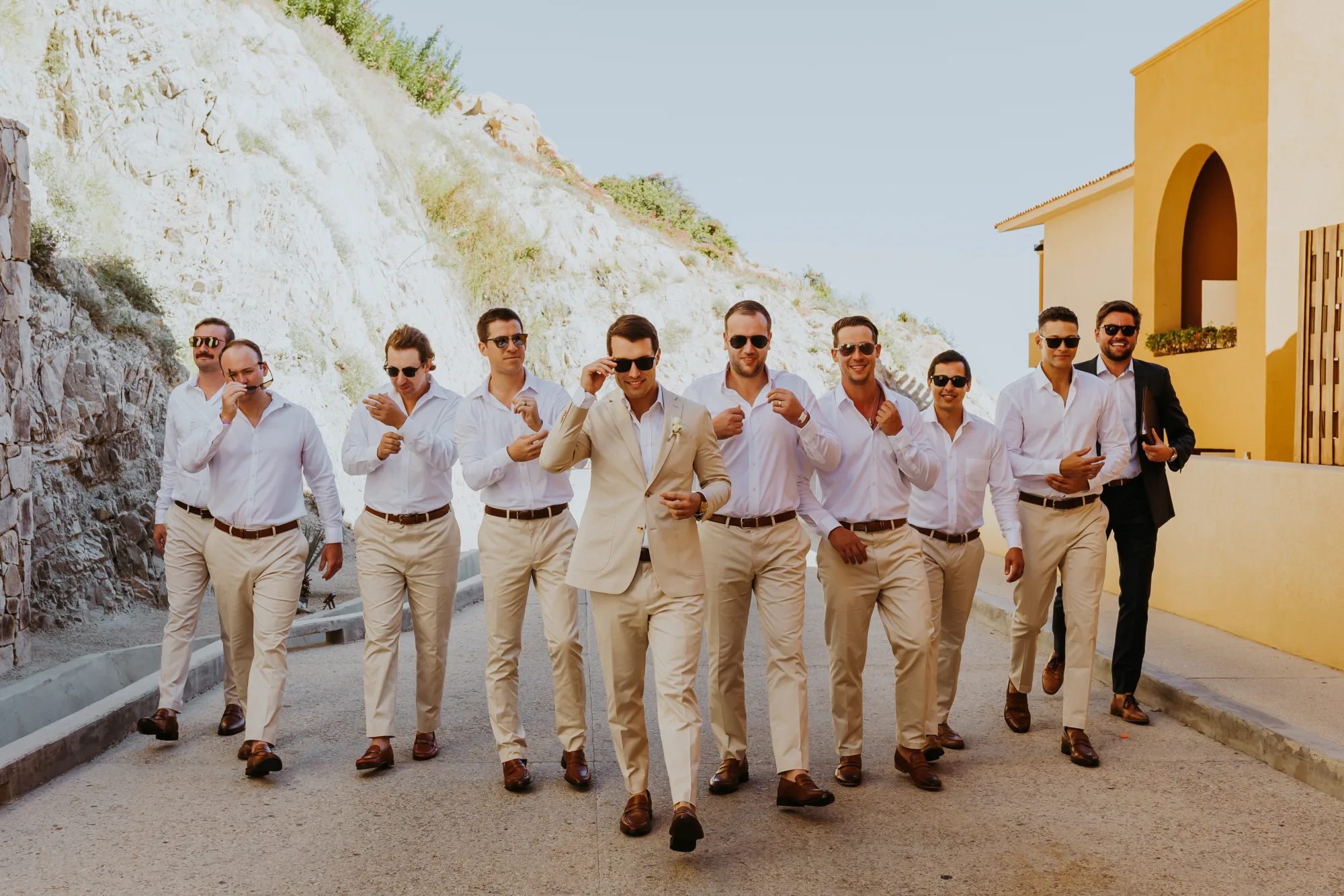 Outdoor Cabo wedding ceremony with the Sea of Cortez behind the couple