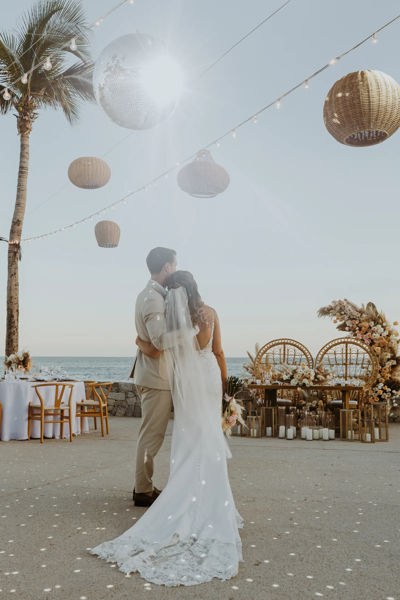 Reception tablescape at a destination wedding in Los Cabos