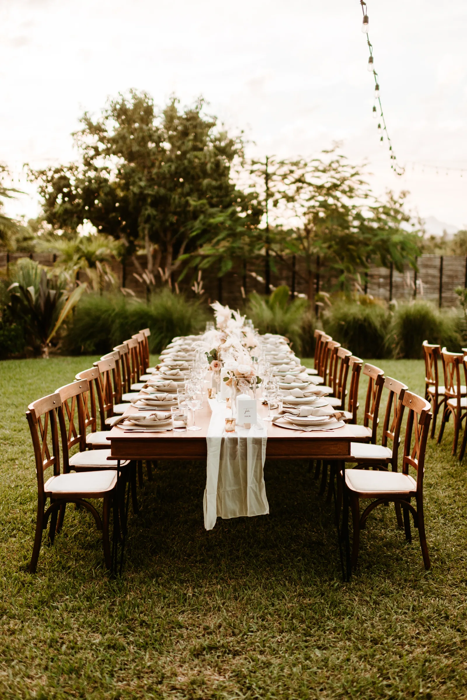 Wedding reception details at an outdoor Cabo San Lucas venue