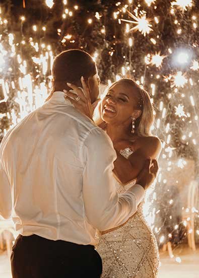 Fireworks display over a wedding celebration in Cabo San Lucas.