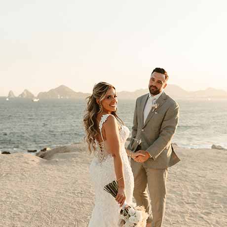 Christina and Brandon Cabo wedding at Sunset Da Mona Lisa — produced by Cabo Wedding Services