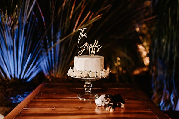 Acre Baja wedding setup in Cabo — modern bohemian wedding decor