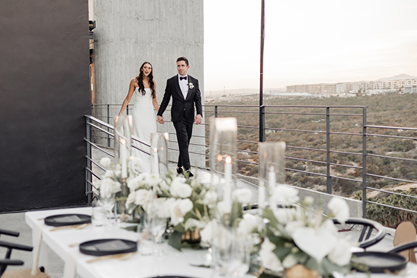 The Cape wedding setup in Cabo San Lucas — guests celebrating at modern wedding